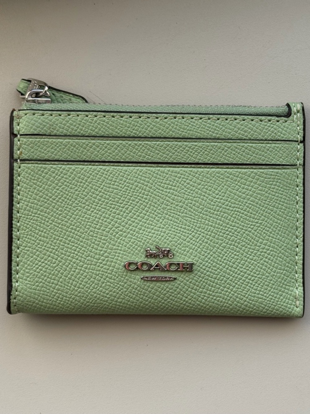 Coach Light Green Mini Skinny ID Leather Wallet